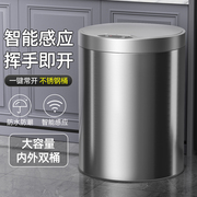 智能垃圾桶家用感应式2024客厅厨房卫生间全自动电动不锈钢桶