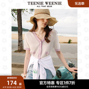 TeenieWeenie小熊奥莱上衣女短袖甜美可爱温柔风V领针织开衫