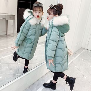 女童棉服2023韩版儿童洋气加厚棉衣，中长款冬装棉袄中大童外套