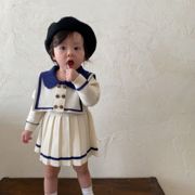 婴儿秋装衣服新生女宝宝连衣裙海军风毛衣裙针织洋气韩版学院裙子