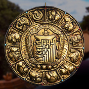 尼泊尔手工制作 纯铜十相自在十二生肖佛牌 浮雕 修行法器摆件
