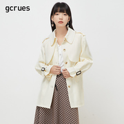gcrues法式风衣女款，2024年中长款风衣，收腰小个子气质时尚外套