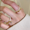 时尚个性金属锆石珍珠，戒指小众设计指环简约高级感手饰食指戒
