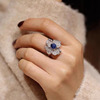 轻奢气质满钻蓝宝石戒指，女高级感小众，设计彩宝手饰新娘婚礼饰品闪
