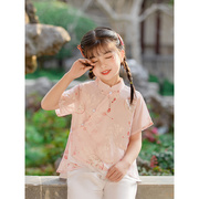 汉服女童演出服套装雪纺夏季中国风儿童超仙古装短袖宝宝唐装