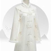 冬款旗袍外套2024高端气质，冬装新中式白色，加绒加厚改良连衣裙