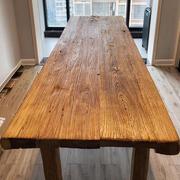 老榆木茶桌风化木板原木吧台桌复古老榆木实木圆桌餐桌老门板