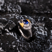 18k金钻石(金钻石)镶嵌蓝宝石，套装个性设计款蓝宝石戒指耳环吊坠彩宝定制