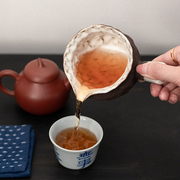 落笙粗陶公道杯手工侧把分茶器日式复古茶海耐热泡茶功夫茶具匀杯