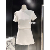 easel2024夏季时髦个性设计感休闲修身短袖，t恤高腰包裙套装潮