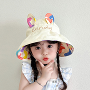 儿童遮阳帽夏季薄款女童帽子，大檐防紫外线宝宝，双面空顶帽潮防晒帽