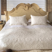 欧式全棉绗缝被三件套纯色，床盖毯单件夏凉空调，被枕套沙发炕垫床上