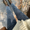 孕妇牛仔裤子女九分秋冬季外穿加绒加厚款显瘦蓝灰色打底小直筒裤