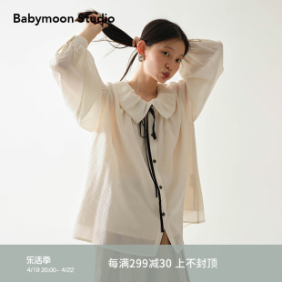 Babymoon 花苞领小众设计感长袖衬衫2024春装灯笼袖小衫女