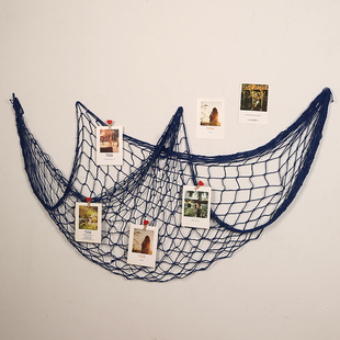 地中海风渔网贝壳墙面装饰品挂件卧室布置网格照片墙网咖创意壁饰