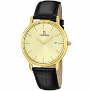 festina男士，金色黑色表带，手表f6829