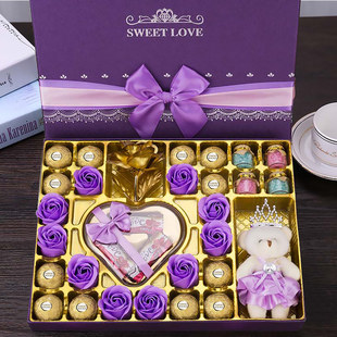 费列罗德芙(罗德芙)巧克力礼盒装心形创意玫瑰花，圣诞节520生日礼物送女友