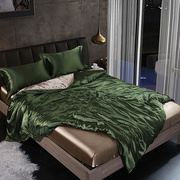 超丝滑真丝四件套高级感床上用品北欧风天丝被套纯色冰丝床单床笠