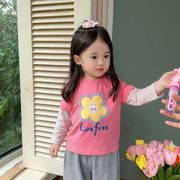 巴拉巴柆韩版中小韩系童女，宝宝t恤假两件好看2季婴儿(季婴儿)长袖