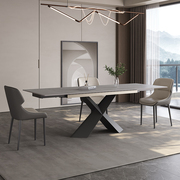 轻奢可伸缩折叠岩板餐桌椅意式极简现代简约小户型家用长方形饭桌