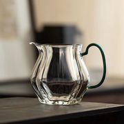 日式高档手工公道杯玻璃茶具，花形耐高温轻奢泡茶公杯纯手工