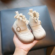 女宝宝公主鞋1一3岁秋冬款婴儿短靴，学步鞋小童鞋子女童袜子靴靴子
