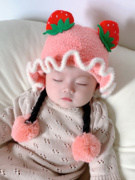 宝宝帽子秋冬加厚保暖可爱花边公主小辫子女童婴幼儿童护耳帽冬季