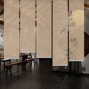 新中式客厅玄关拉珠半透帘屏风软隔断小户型定制月色竹子卷帘窗帘