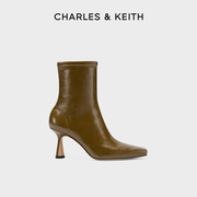 CHARLES&KEITH秋冬女靴CK1-91790001女士方头细高跟短靴女靴女鞋