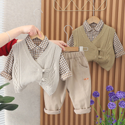 韩系男童春装套装1一3岁洋气，男宝宝婴儿童，衣服春秋季小童三件套潮