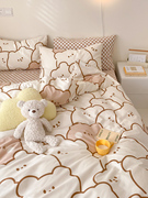 当拾熊崽限定季卡通全棉，四件套纯棉床单被套床上用品1.51.8m