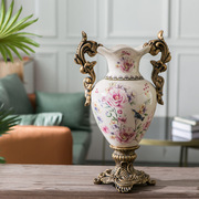 美式乡村落地陶瓷花瓶工艺品摆件创意家居客厅玄关装饰陶瓷花插