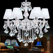 奥灯欧式透明水晶吊灯具客厅，卧室书房间灯，白色布艺灯罩led灯1122