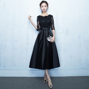 小晚礼服裙2023黑色中长款气质，名媛高贵宴会，连衣裙女平时可穿