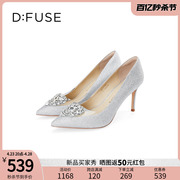 dfuse2024春夏宴会婚鞋气质，格利特心形高跟单鞋女df41111052