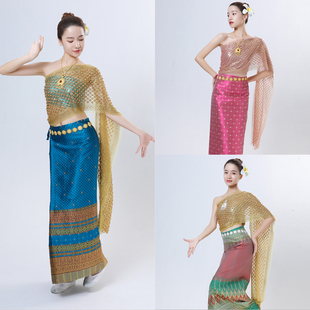 西双版纳写真傣妹套装，泼水节傣族服装泰国风情，傣族裹裙送鸡蛋花