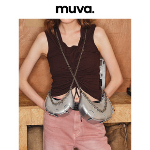 muva原创月牙包手提包女链条包真皮(包真皮)小包包高级感小众2023斜挎
