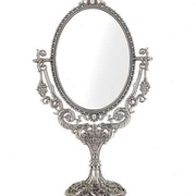 欧式复古镜子化妆镜双面 创意公主梳妆台台式梳妆镜金属大号高清