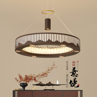 新中式餐厅吊灯亚克力三色，led禅意中国风现代简约酒店工程灯具