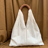 法式简约帆布包一片式褶皱包大容量单肩托特包手工(包手工，)棉布袋佛系文艺
