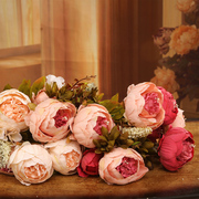 欧式玫瑰仿真花套装客厅餐桌摆件，装饰花绢花牡丹花假花道具花