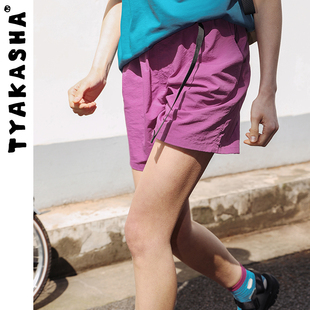 TYAKASHA塔卡沙裤子女2024夏季轻薄透气紫色短裤女运动短裤
