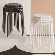 铁艺八孔凳高凳时尚圆凳，加厚成人塑料凳子餐桌，板凳家用折叠椅子