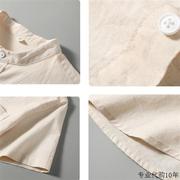 中国风棉麻衬衫男士短袖夏季潮牌小立领宽松翻领亚麻休闲寸衫外套