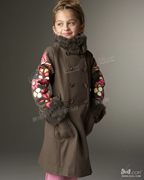 高端定制 欧美大牌 秋冬装童装儿童双排扣羊毛呢外套女童呢子大衣