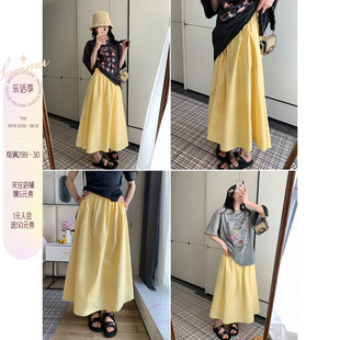 ingcon仲夏柠檬糖2024年减龄感收腰显瘦大摆围黄色半身裙女