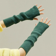 时尚洋气ins冬季女学生针织手臂套袖套假袖子防寒保暖 中长款