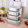 商用大容量304不锈钢密封保鲜盒带盖长方形厨房食物储存盒饭盒盆