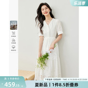 梵希蔓法式蕾丝镂空连衣裙，女2024年夏季小白裙气质纯棉长裙子