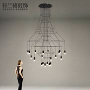 北欧创意线条吊灯美式现代时尚客厅灯具个性咖啡厅LED节能线吊灯